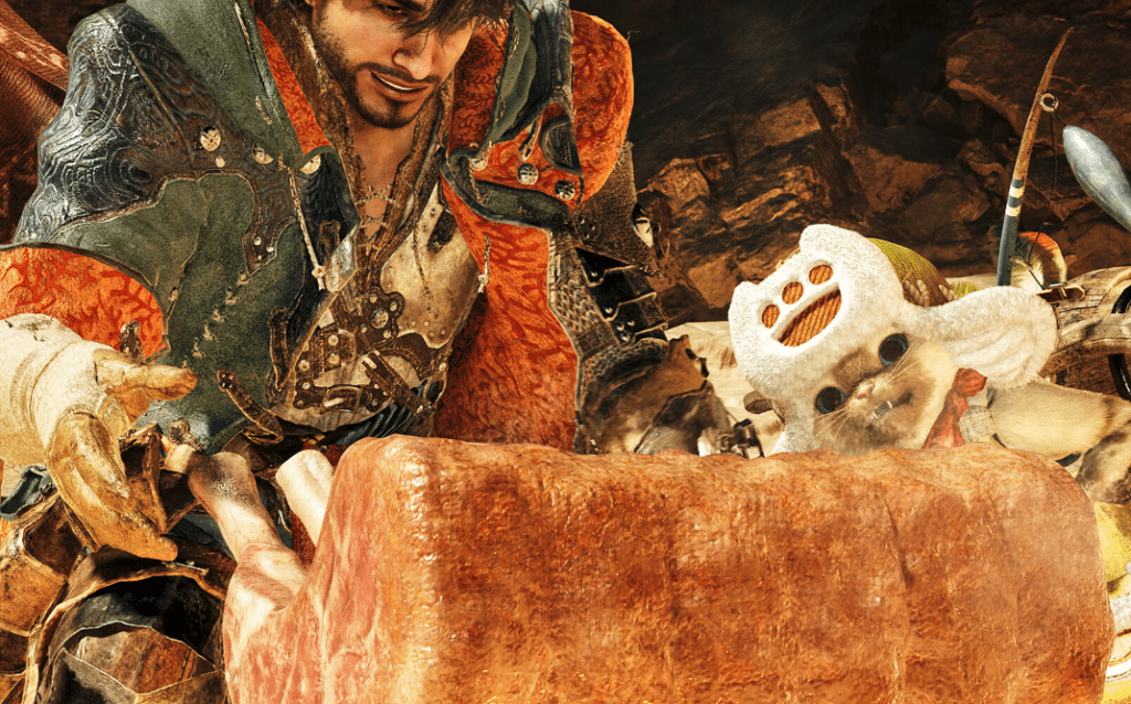 MH wilds player cooking food