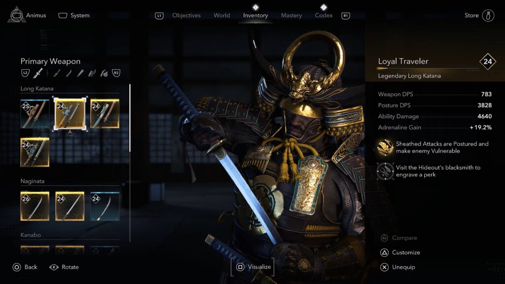 Loyal Traveler in the menu