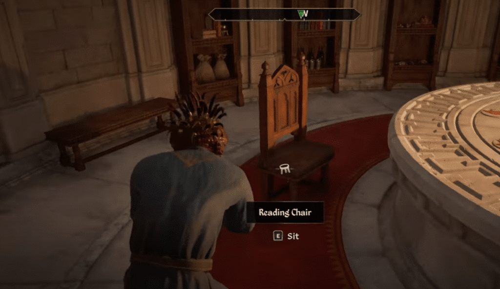 TES 4 oblivion remastered player about to sit on the reading chair