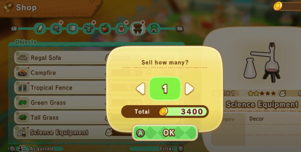 fantasy life i selling science equipment