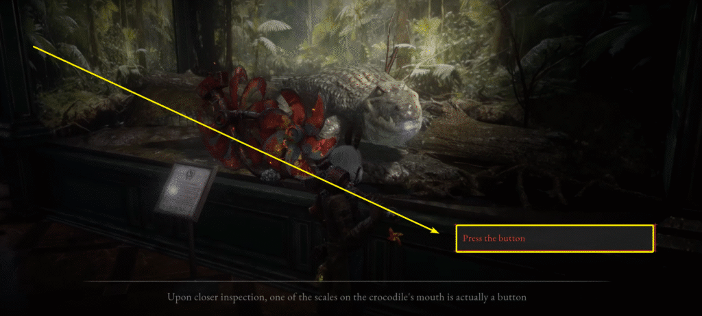 Press button on crocodile