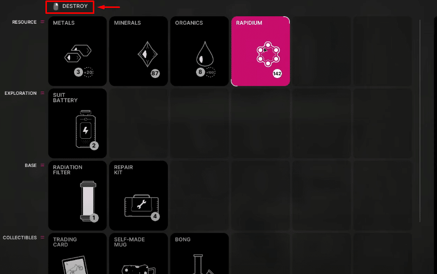 the alters destroy button