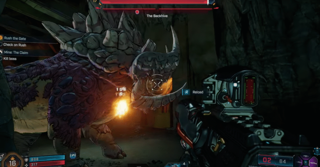 The Backhive Boss Fight in The Claim Borderlands 4.