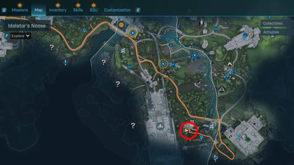 Location of the Shrek easter egg on the map | Borderlands 4
