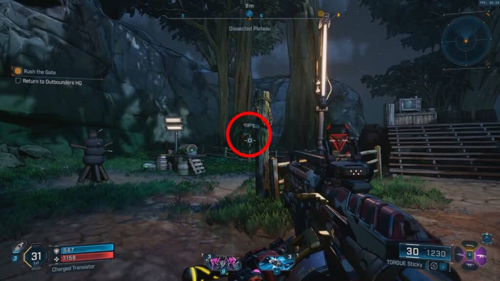 A Vault Hunter's Guide to Kairos hanging off a post in Borderlands 4