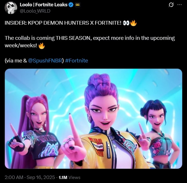 Kpop Demon Hunters x Fortnite Collab
