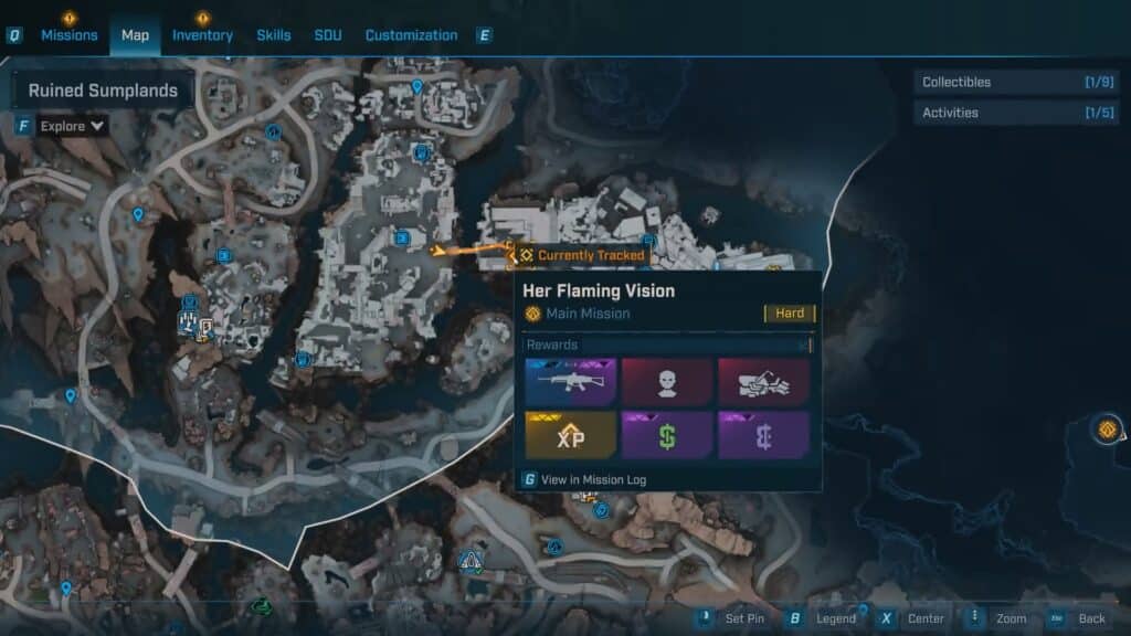 Her Flaming Vision mission location | Borderlands 4