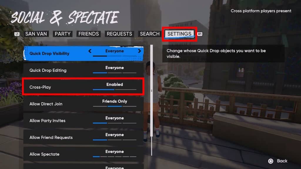 Enabled Cross-Play in Skate 4