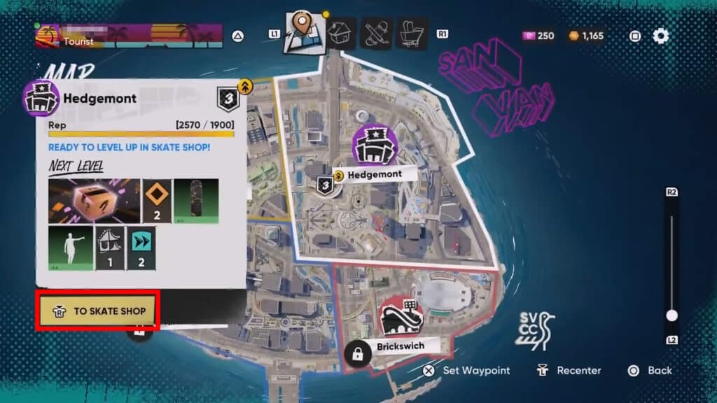 Quickly visit Skate Shop prompt in Skate 4