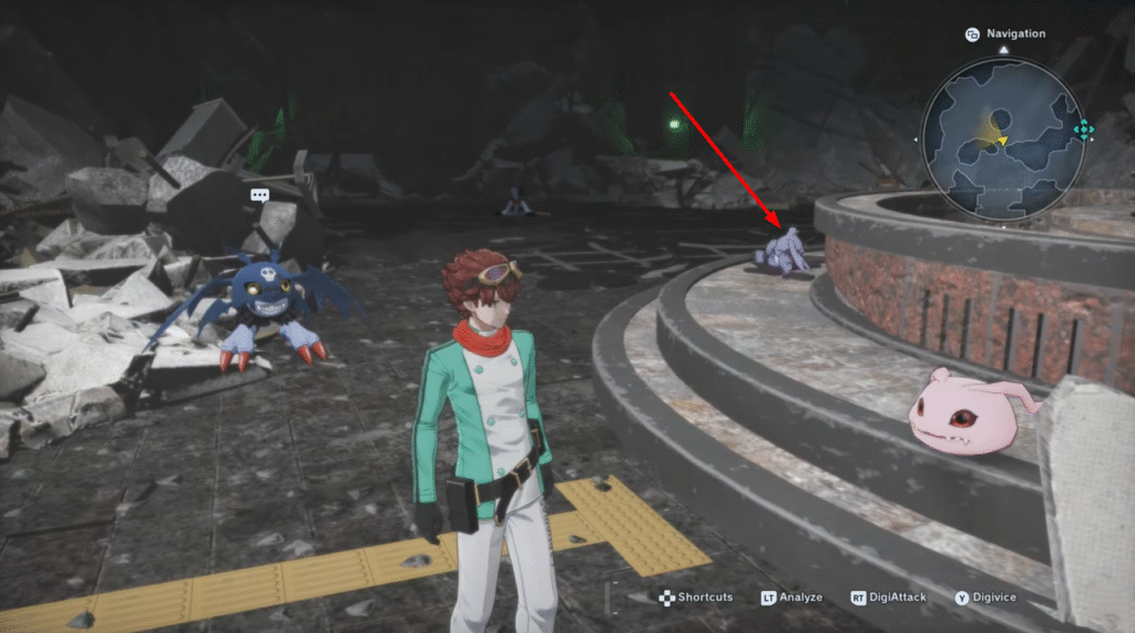 Gazimon’s spawn location in the Tokyo Metropolitan Government Building Entrance in Digimon Story Time Stranger