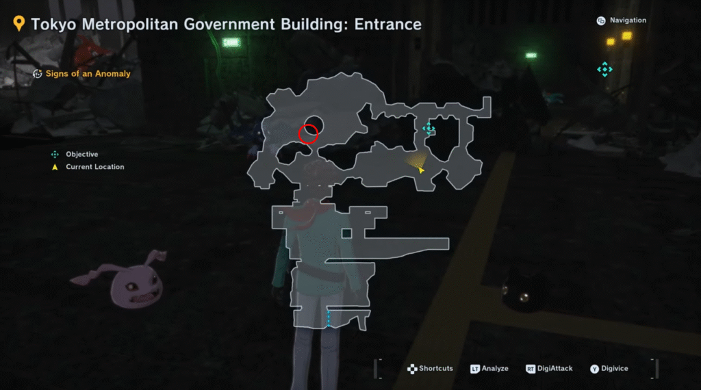 Tokyo Metropolitan Government Building Entrance map location in Digimon Story Time Stranger where Gazimon can be found