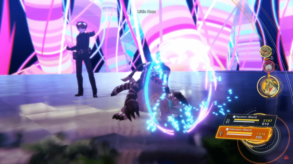 BlackGabumon performing Little Horn special attack in Digimon Story Time Stranger
