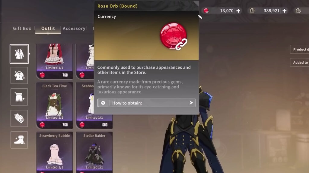 Rose Orb (Bound), an example currency | Blue Protocol: Star Resonance