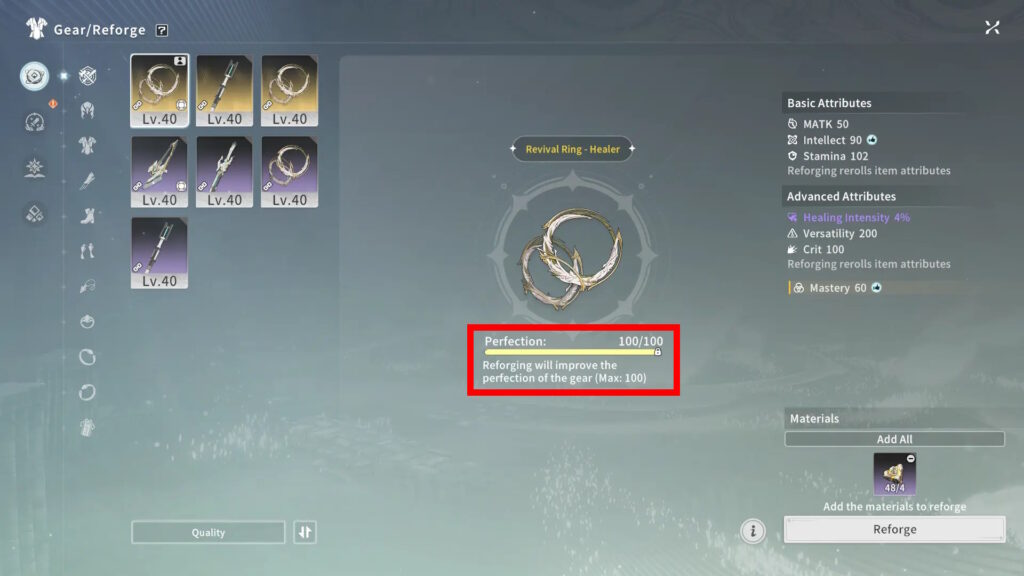Reforge Perfection example | Blue Protocol: Star Resonance