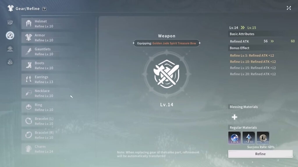 Gear Refinement Interface | Blue Protocol: Star Resonance
