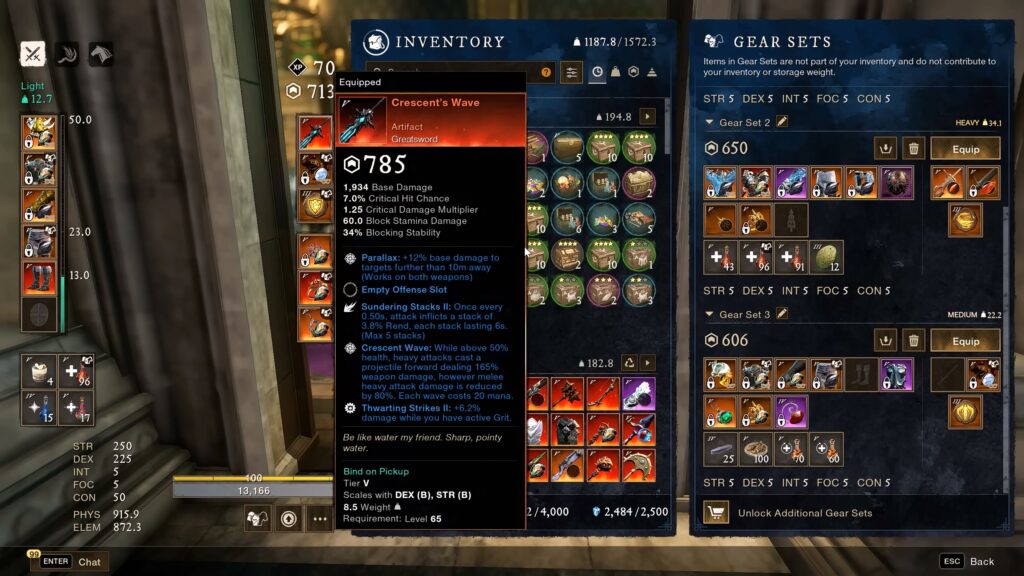 Example of a weapon in the current gear system | New World: Aeternum Season 10