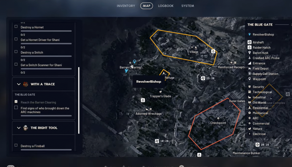 Barren Clearing on map