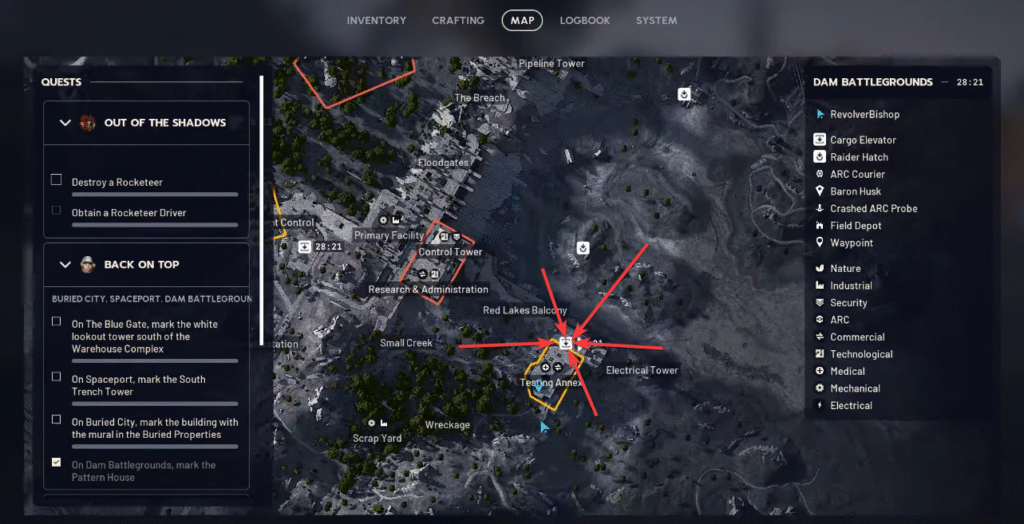 Testing Annex extraction point in Out of the Shadows quest ARC Raiders