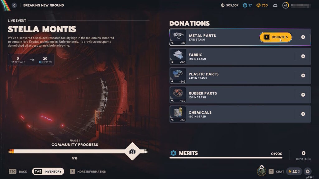 Donating materials for Stella Montis | ARC Raiders