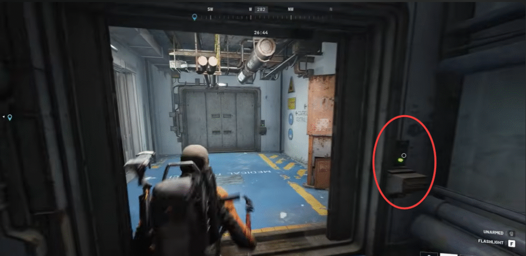 Breaching door with Raider Tool in ARC Raiders.