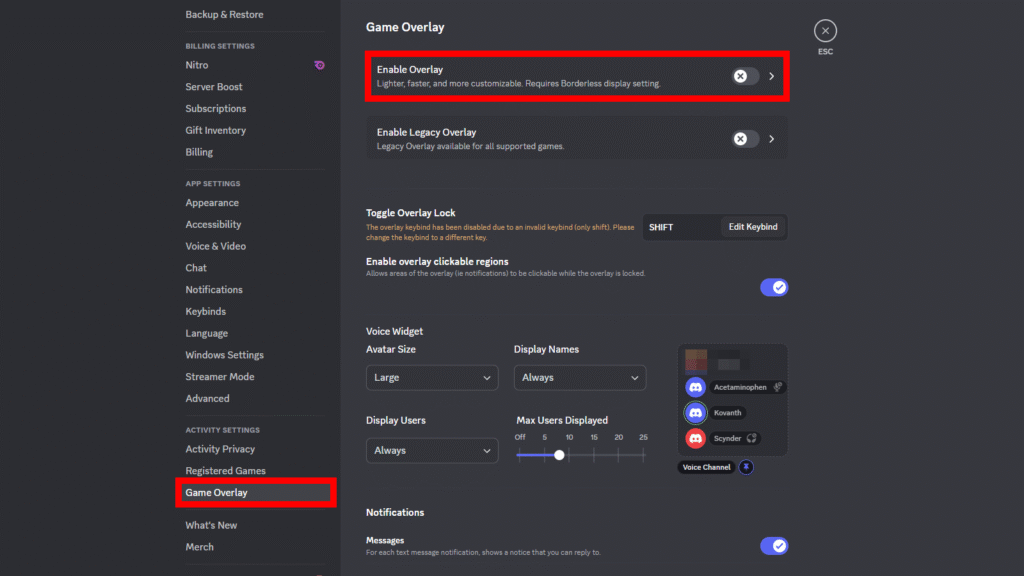 Discord User Settings - Overlay