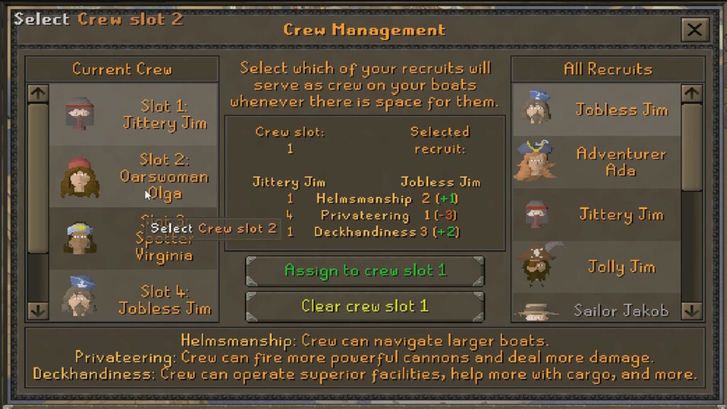 Crew Management for sailing | OSRS