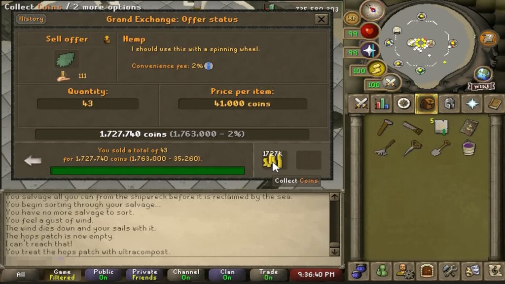Selling Hemp at the Grand Exchange | OSRS