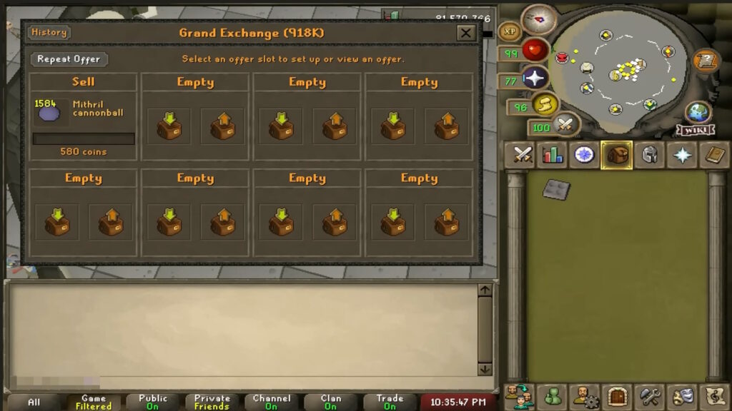Selling Cannonballs in the Grand Exchange | OSRS