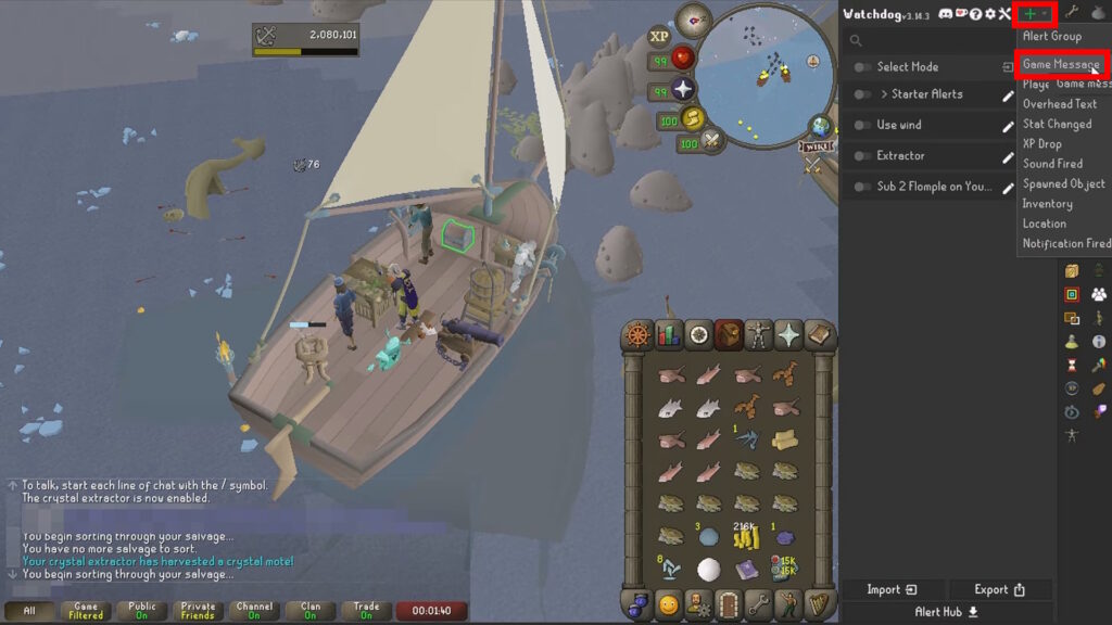 Creating Game Message alert | OSRS
