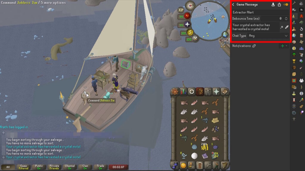 Example of Crystal Extractor alert | OSRS