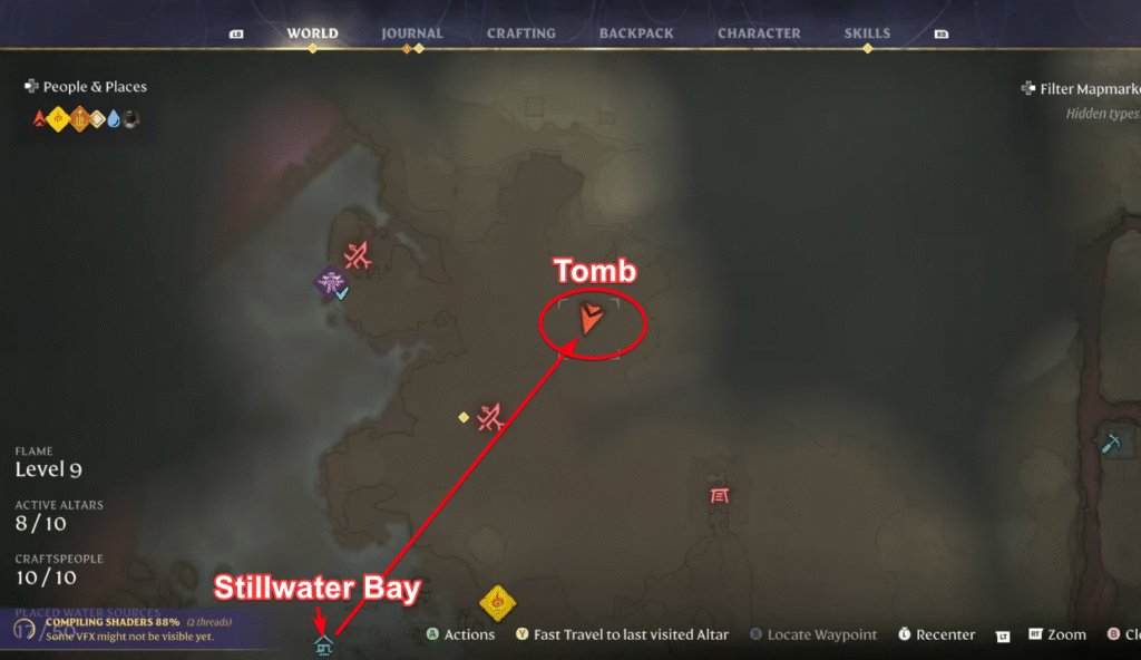 Bloodfeather Set Enshrouded Tomb Guide - Map Location Stillwater Bay