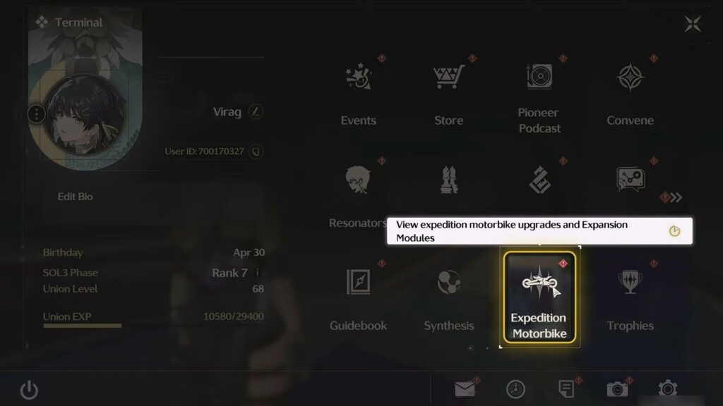 Expedition Motorbike menu | Wuthering Waves 3.0