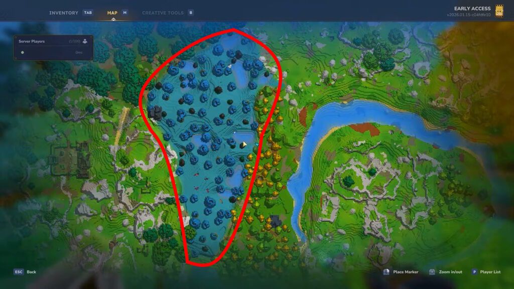 Example of an Azure Forest biome on the map | Hytale