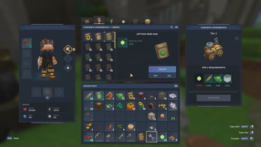 Getting seeds at the Farmer's Workbench | Hytale