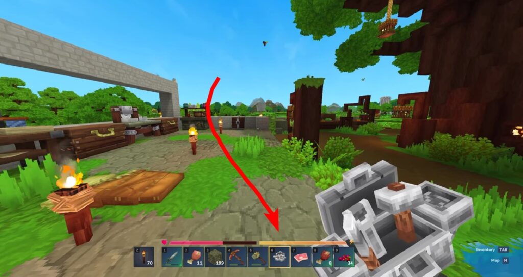 Putting Repair Kit in hotbar for easy access and to easily repair your items in Hytale.