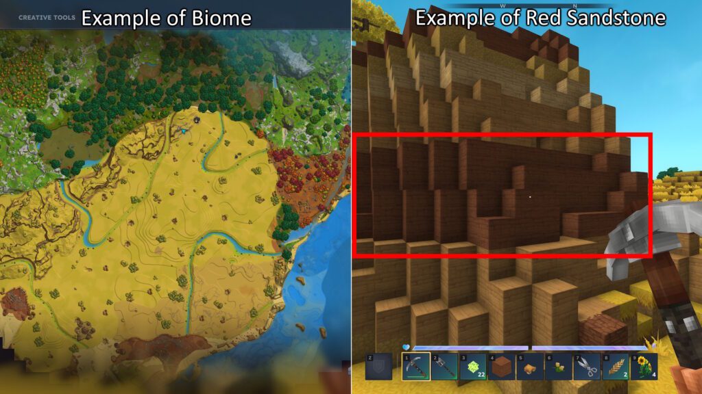Howling Sands region and Red Sandstone blocks | Hytale