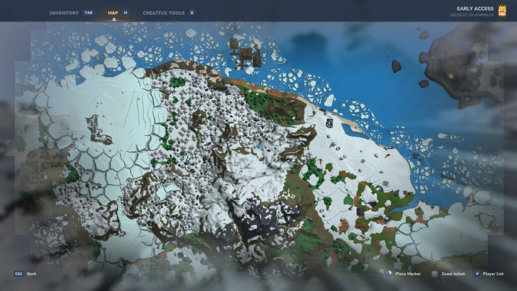 The Everfrost biome on the map, Whisperfrost Frontiers | Hytale