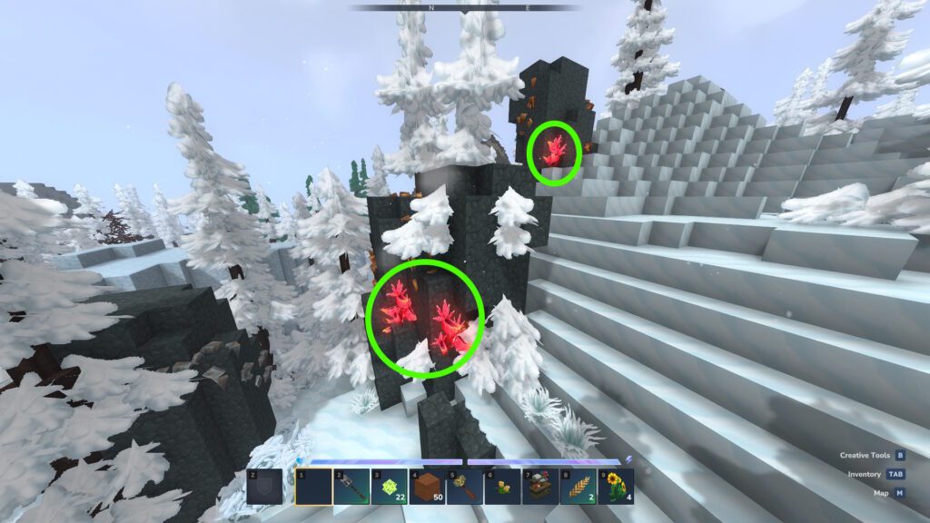 Blood Leaves on a Shale outcrop | Hytale