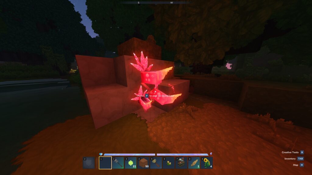 Blood Leaf glowing at night | Hytale