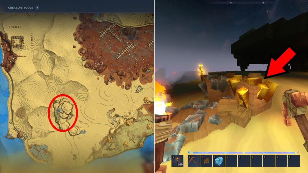 Gold Ore in the Howling Sands biome | Hytale