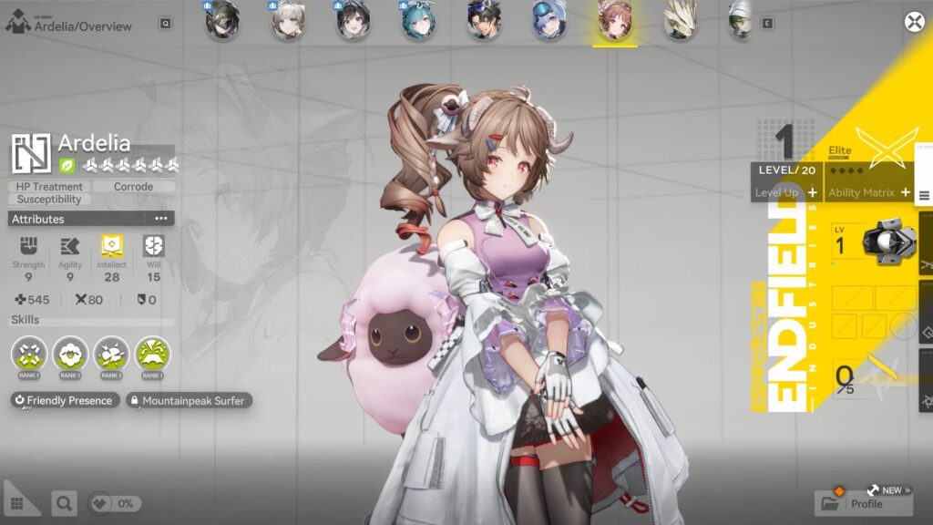 Ardelia overview screen | Arknights: Endfield