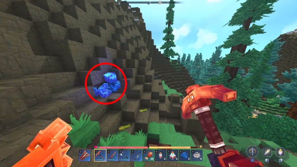 Sapphires along a mountainside | Hytale