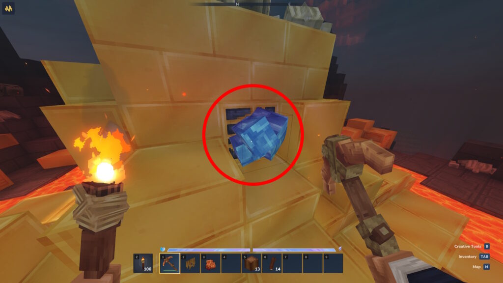 Sapphires on a Gold Block pile | Hytale