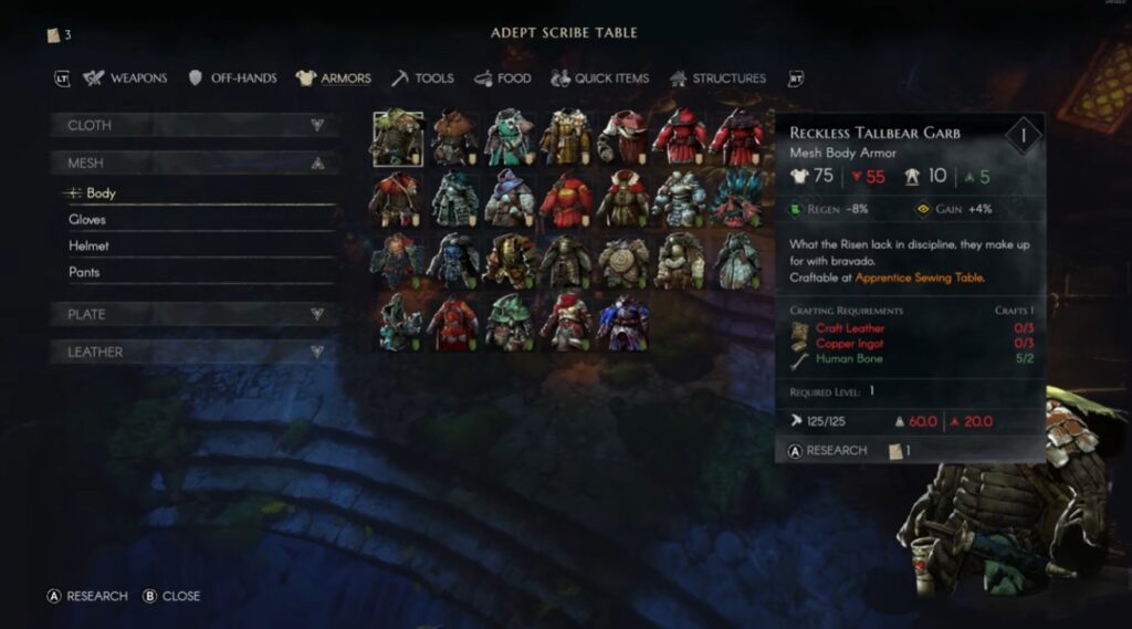 No Rest for the Wicked armors