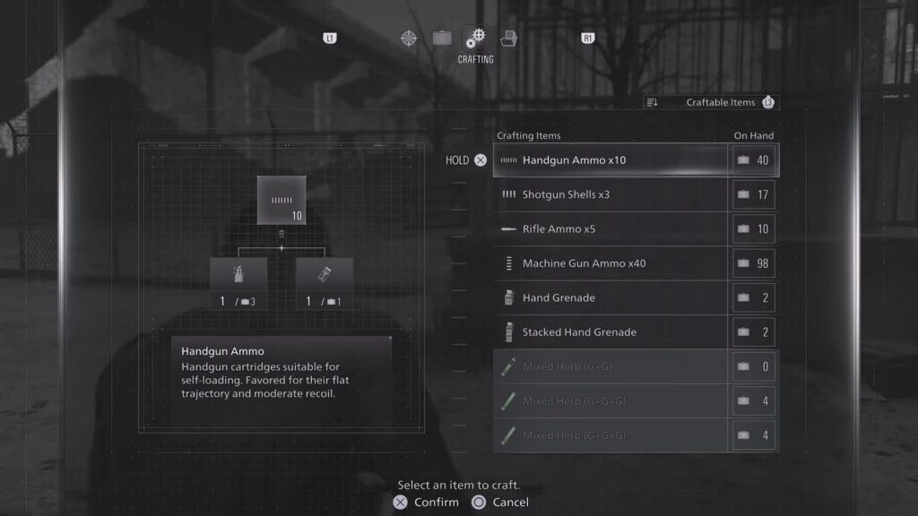 Leon's Crafting menu | Resident Evil Requiem