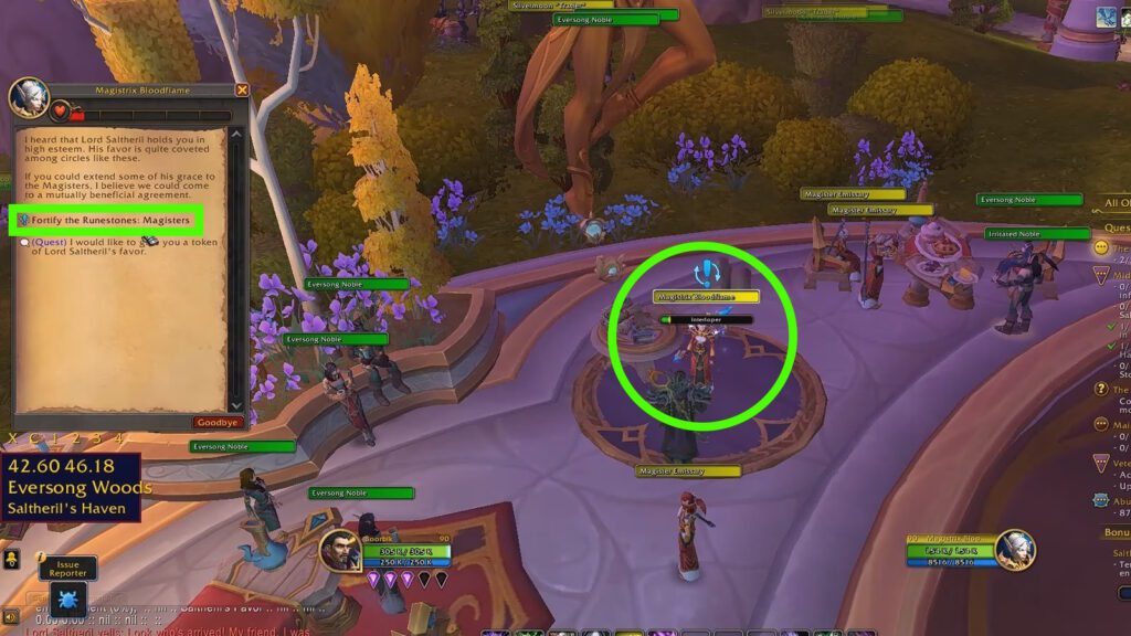 Example of the Fortify the Runestones quest for the Magisters | WoW Midnight