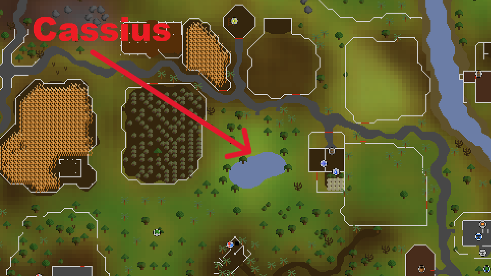 Location of Cassius marked on the map. 