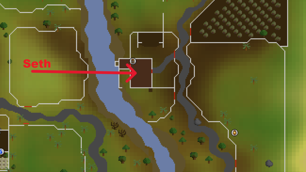 Location of Seth Groats marked on the map. 