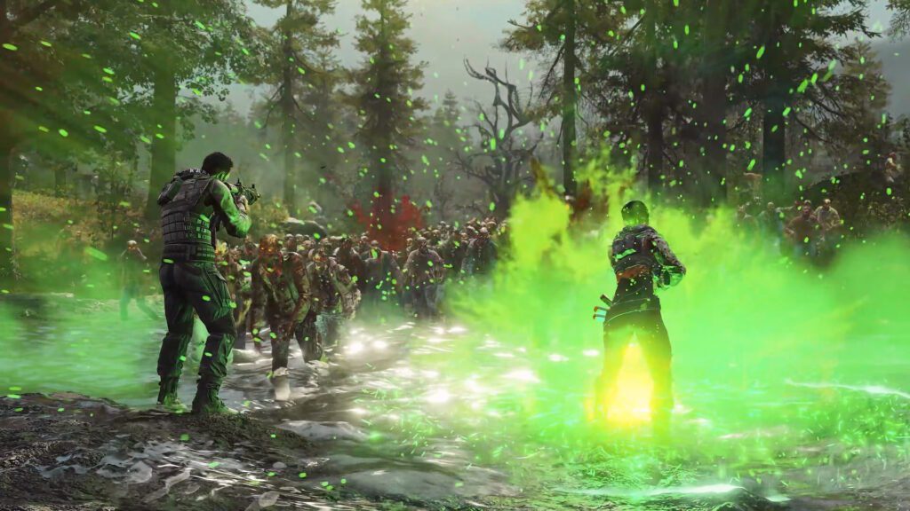 Medic using a healing mist | John Carpenter's Toxic Commando