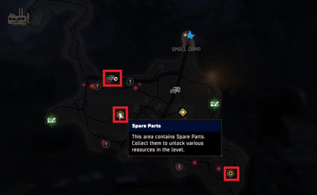 Spare Parts marked on the map.
